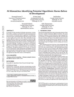 AI Mismatches: Identifying Potential Algorithmic Harms Before AI Development