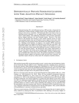 Differentially Private Federated Learning With Time-Adaptive Privacy Spending