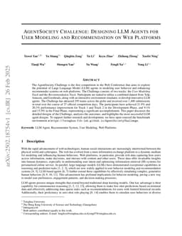 AgentSociety Challenge: Designing LLM Agents for User Modeling and Recommendation on Web Platforms