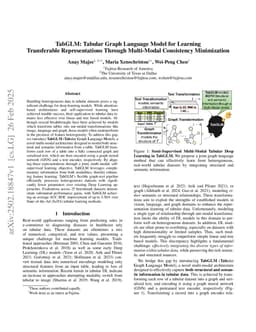 TabGLM: Tabular Graph Language Model for Learning Transferable Representations Through Multi-Modal Consistency Minimization