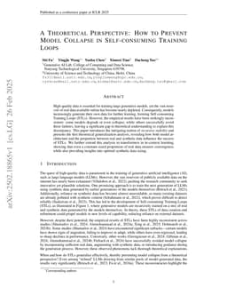 A Theoretical Perspective: How to Prevent Model Collapse in Self-consuming Training Loops