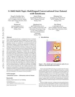 A 106K Multi-Topic Multilingual Conversational User Dataset with Emoticons