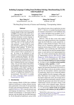 Isolating Language-Coding from Problem-Solving: Benchmarking LLMs with PseudoEval