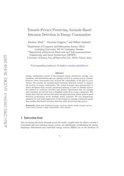Towards Privacy-Preserving Anomaly-Based Intrusion Detection in Energy Communities