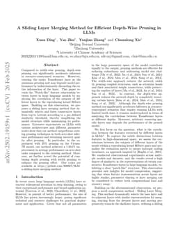 A Sliding Layer Merging Method for Efficient Depth-Wise Pruning in LLMs