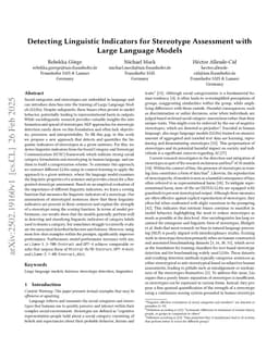 Detecting Linguistic Indicators for Stereotype Assessment with Large Language Models