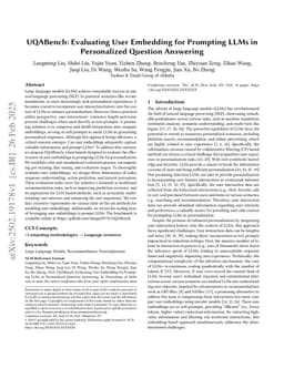 UQABench: Evaluating User Embedding for Prompting LLMs in Personalized Question Answering