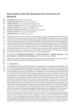 Provocations from the Humanities for Generative AI Research