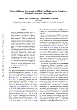 Bián: A Bilingual Benchmark and Model for Hallucination Detection in Retrieval-Augmented Generation
