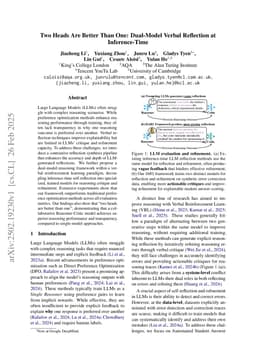 Two Heads Are Better Than One: Dual-Model Verbal Reflection at Inference-Time