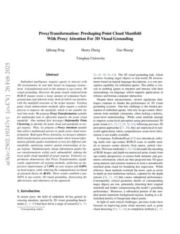 ProxyTransformation: Preshaping Point Cloud Manifold With Proxy Attention For 3D Visual Grounding