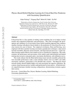 Physics-Based Hybrid Machine Learning for Critical Heat Flux Prediction with Uncertainty Quantification