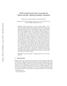 Multi-modal Contrastive Learning for Tumor-specific Missing Modality Synthesis