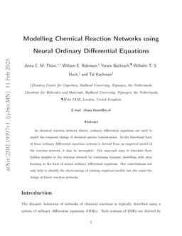 Modelling Chemical Reaction Networks using Neural Ordinary Differential Equations