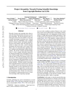 Project Alexandria: Towards Freeing Scientific Knowledge from Copyright Burdens via LLMs