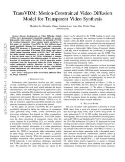 TransVDM: Motion-Constrained Video Diffusion Model for Transparent Video Synthesis