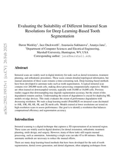 Evaluating the Suitability of Different Intraoral Scan Resolutions for Deep Learning-Based Tooth Segmentation