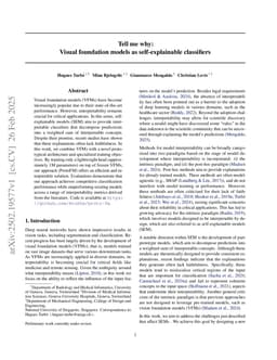 Tell me why: Visual foundation models as self-explainable classifiers