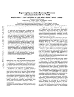 Improving Representation Learning of Complex Critical Care Data with ICU-BERT