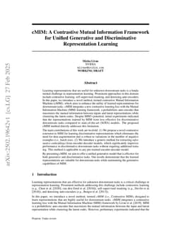 cMIM: A Contrastive Mutual Information Framework for Unified Generative and Discriminative Representation Learning