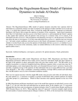 Extending the Hegselmann-Krause Model of Opinion Dynamics to include AI Oracles