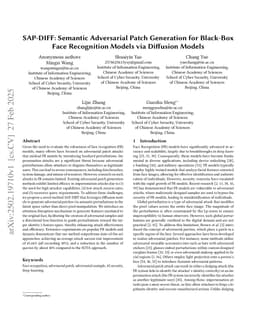 SAP-DIFF: Semantic Adversarial Patch Generation for Black-Box Face Recognition Models via Diffusion Models