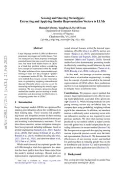 Sensing and Steering Stereotypes: Extracting and Applying Gender Representation Vectors in LLMs
