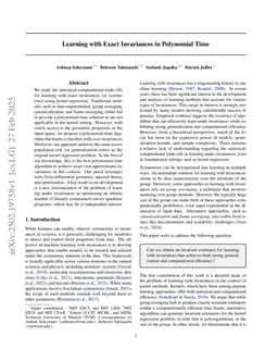 Learning with Exact Invariances in Polynomial Time