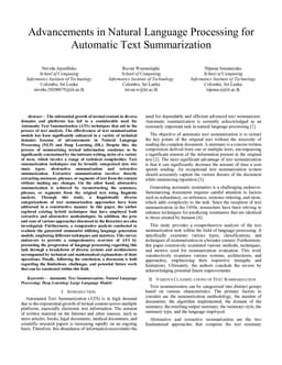 Advancements in Natural Language Processing for Automatic Text Summarization