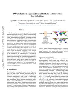 RANGE: Retrieval Augmented Neural Fields for Multi-Resolution Geo-Embeddings