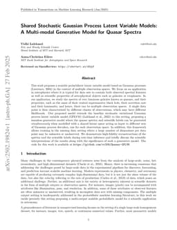Shared Stochastic Gaussian Process Latent Variable Models: A Multi-modal Generative Model for Quasar Spectra