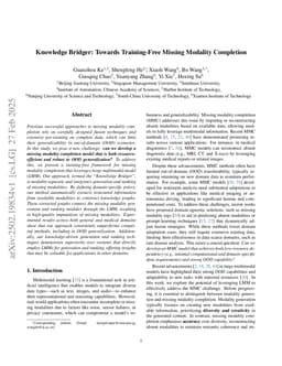 Knowledge Bridger: Towards Training-free Missing Multi-modality Completion