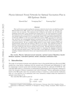 Physics-Informed Neural Networks for Optimal Vaccination Plan in SIR Epidemic Models