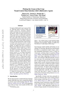 Picking the Cream of the Crop: Visual-Centric Data Selection with Collaborative Agents