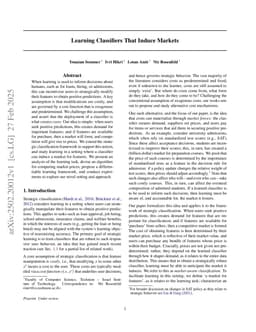 Learning Classifiers That Induce Markets