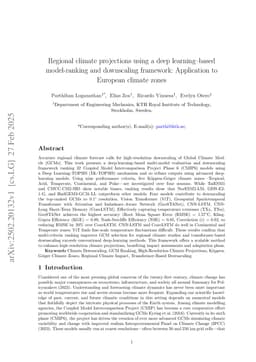 Regional climate projections using a deep-learning-based model-ranking and downscaling framework: Application to European climate zones