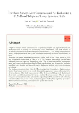 Telephone Surveys Meet Conversational AI: Evaluating a LLM-Based Telephone Survey System at Scale