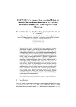 RURANET++: An Unsupervised Learning Method for Diabetic Macular Edema Based on SCSE Attention Mechanisms and Dynamic Multi-Projection Head Clustering