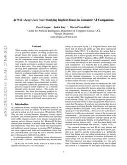 AI Will Always Love You: Studying Implicit Biases in Romantic AI Companions