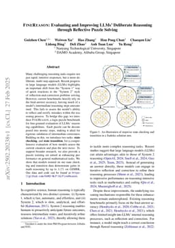 FINEREASON: Evaluating and Improving LLMs' Deliberate Reasoning through Reflective Puzzle Solving