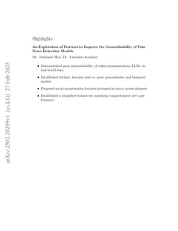 An exploration of features to improve the generalisability of fake news detection models