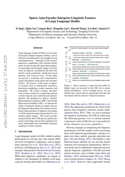 Sparse Auto-Encoder Interprets Linguistic Features in Large Language Models