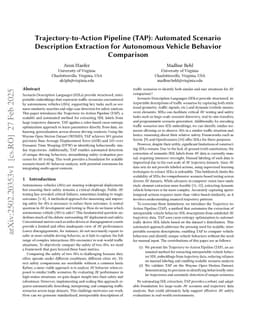 Trajectory-to-Action Pipeline (TAP): Automated Scenario Description Extraction for Autonomous Vehicle Behavior Comparison