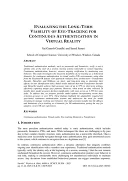 Evaluating the long-term viability of eye-tracking for continuous authentication in virtual reality