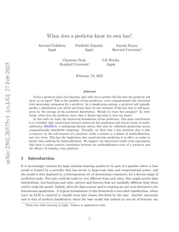 When does a predictor know its own loss?