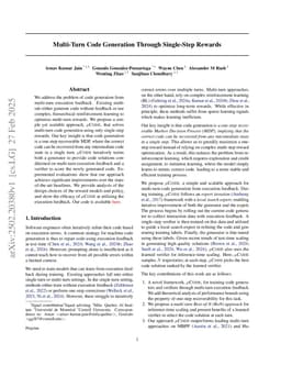 Multi-Turn Code Generation Through Single-Step Rewards