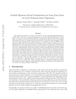 Scalable Signature Kernel Computations for Long Time Series via Local Neumann Series Expansions