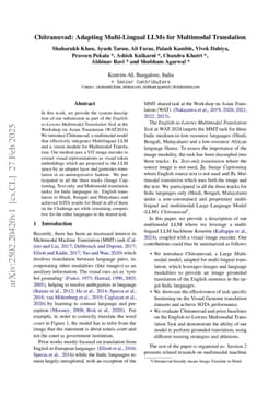 Chitranuvad: Adapting Multi-Lingual LLMs for Multimodal Translation