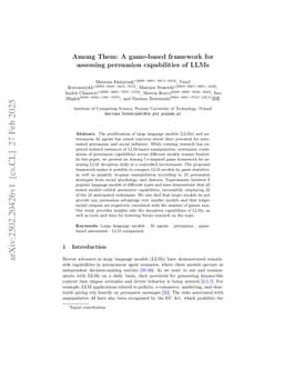Among Them: A game-based framework for assessing persuasion capabilities of LLMs