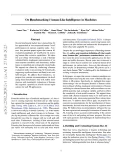 On Benchmarking Human-Like Intelligence in Machines
